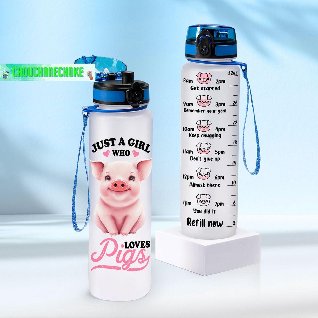 Pig Water Tracker Bottle, Pig Water Bottle, Cute Pig Bottle, Pig