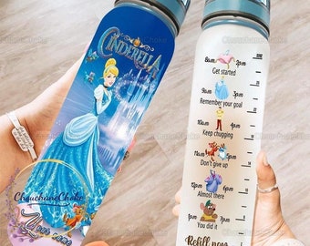 Cinderella Princess Water Track Bottle, Custom Water Bottle, Disney Princess Gift, Cinderella Water Bottle, Princess Water Bottle