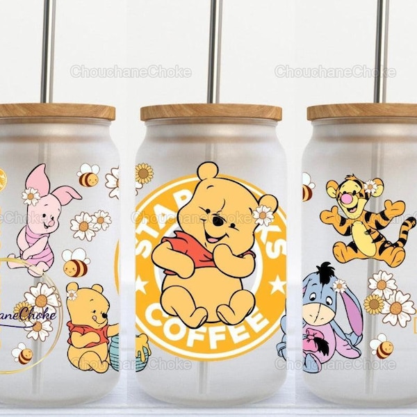 Winnie Pooh Glass Can, Pooh Glass Can, Pooh Bear Glass Can, Winnie Pooh Glass Cup, Winnie Pooh Gift, Winnie Pooh Cup, Birthday Gift