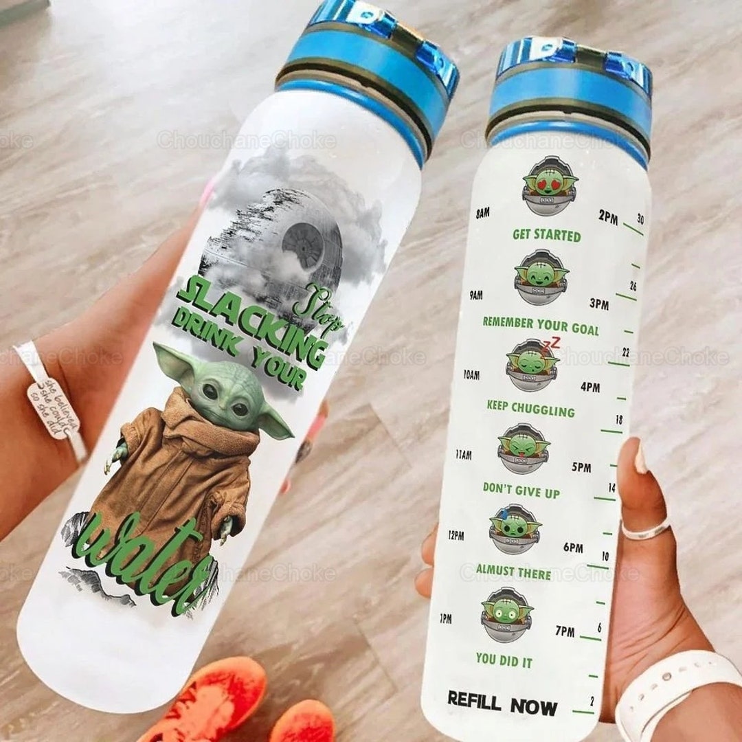 Baby Yoda Water Tracker Bottle, Baby Yoda Drink Bottle, Star Wars Water