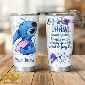 Stitch Tumbler, Disney Stitch Tumbler, Ohana Means Family Tumbler, Personalized Tumbler, Stitch Gift, Disney Water Tumbler
