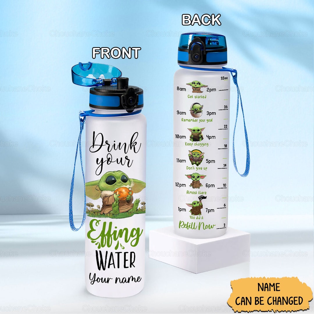 Baby Yoda Water Bottle, Water Tracker Bottle, Cute Baby Yoda Bottle