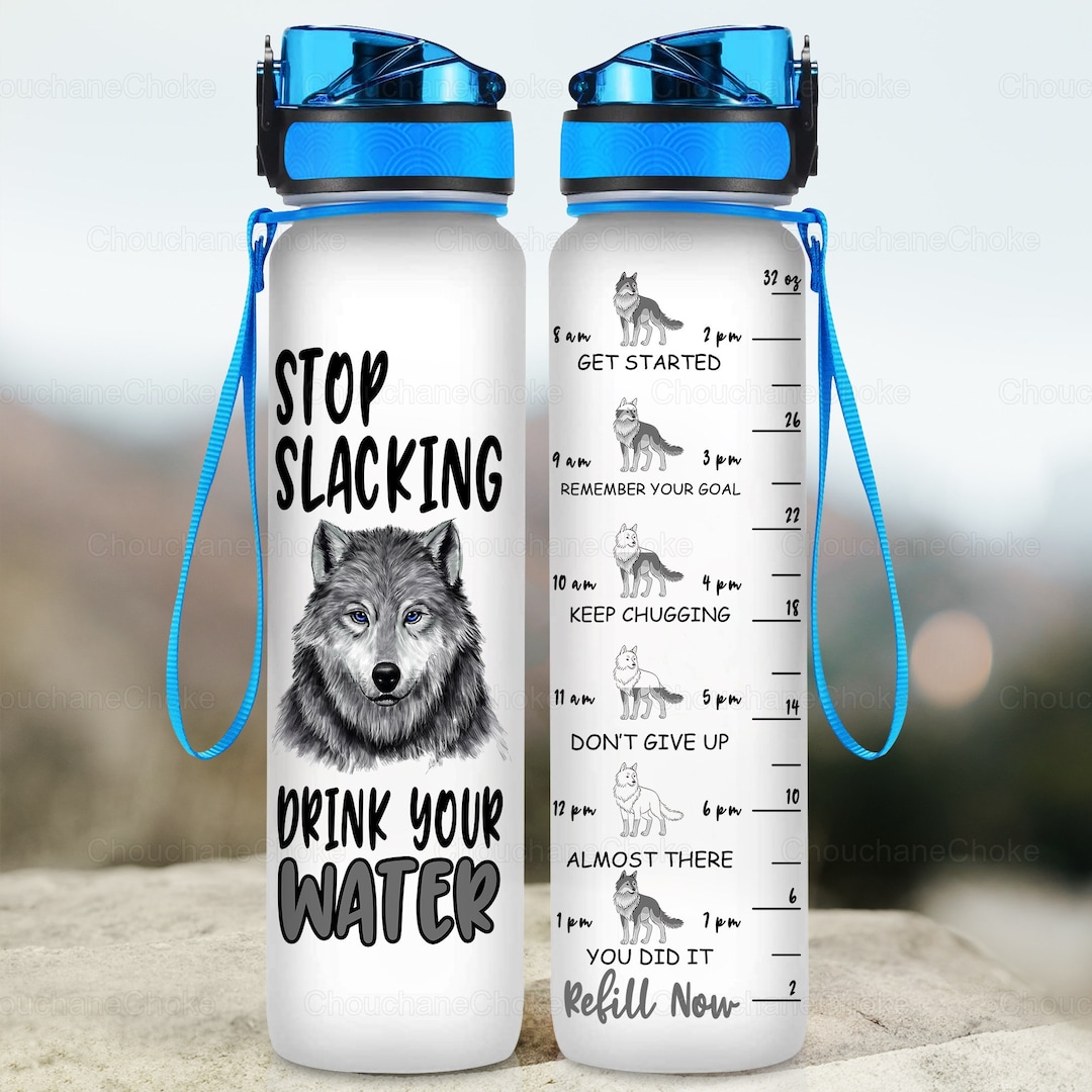 Wolf Water Tracker Bottle, Wolf Gifts, Wolf Water Bottle, Wolf Lover