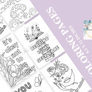 10 Páginas para colorir sobre saúde mental | Folhas para colorir para adultos | Amor próprio | Autocuidado | Alívio da ansiedade | Inspiracional | Relaxamento | Para imprimir