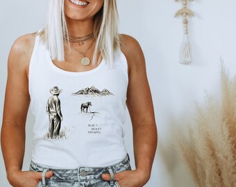 Zach Bryan Tank,Quiet Heavy Dreams Racerback Tank, Punchy Tshirt, Zach Bryan Merch, Western Cow girl Tank, Womens Zach Bryan Tshirt