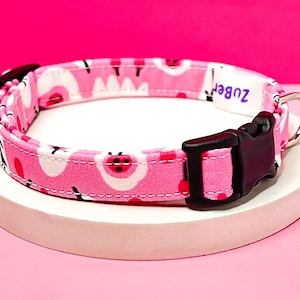 Fabric Dog Collar, Flower Dog Collar, Pink