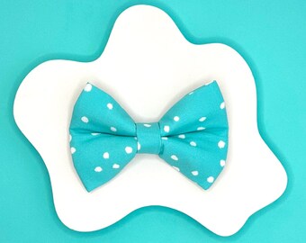 Aqua Polka Dot Dog Bow, Over the Collar Bow, Dog Bow Tie