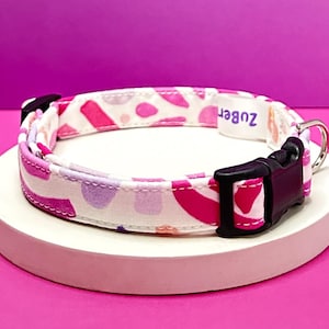 Fabric Dog Collar, Abstract Dog Collar, Pink, Purple