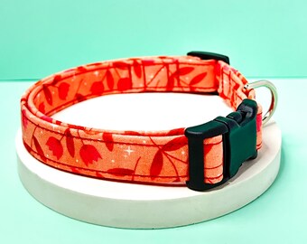 Floral Dog Collar, Flower Dog Collar, Tulips Dog Collar, Peach