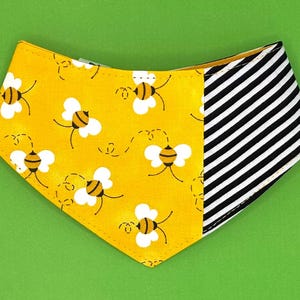 Dog Bandana, Cat Bandana, Bumblebee Bandana, Yellow Bandana, Black Striped Side