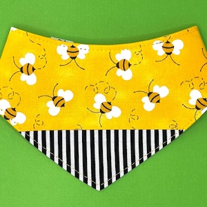 Dog Bandana, Cat Bandana, Bumblebee Bandana, Yellow Bandana, Black Striped Triangle