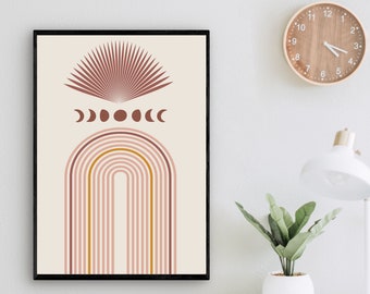Printable wall art, Boho wall art, Modern boho art, Digital Print, boho aesthetics, abstract shapes wall art