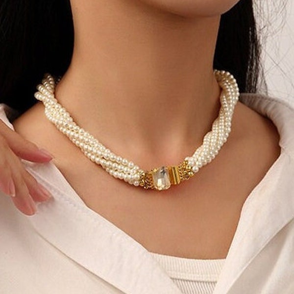 Twist Pearl Necklace Etsy