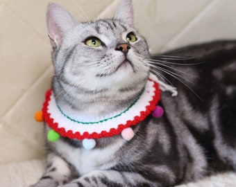 Crochet Christmas Pet Scarf: Handmade Knitted Dog Cat Collar