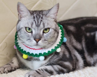 Christmas Dog Cat Scarf, Handmade Crochet Pet Neckwear, Knitted Christmas Pet Collar, Pet Gift, Christmas Gift, Christmas Pet Costumes