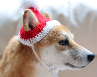 Chapeau de Noël pour chien chat, chapeau de Noël au crochet, chapeau tricoté fait à la main, cadeau de vacances pour animaux de compagnie, cadeau de Noël, costumes pour animaux de compagnie de Noël