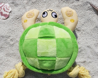 Handmade Turtle Dog Toy: Hide and Seek Treat Puzzle, Rope Chew
