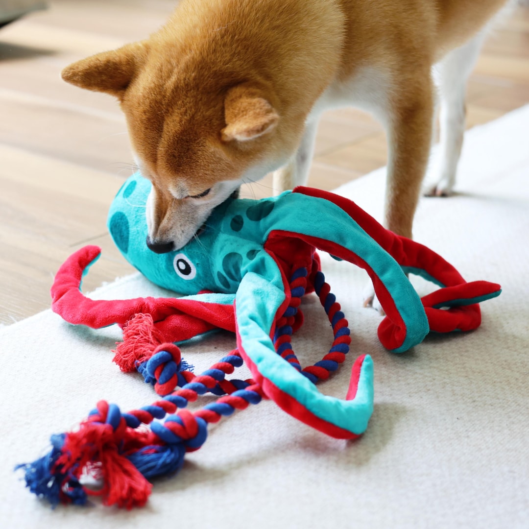 Handmade Octopus Dog Rope Toy: Squeaky Plush Chew Toy - Etsy