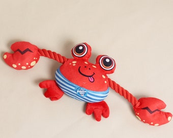 Crab Dog Rope Toy: Handmade Squeaky Puppy Chew Toy