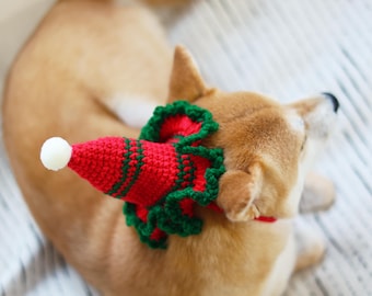 Handmade Crochet Christmas Tree Pet Hat: Holiday Dog Cat Costume