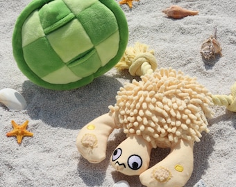 Handmade Turtle Dog Toy: Hide and Seek Treat Puzzle, Rope Chew
