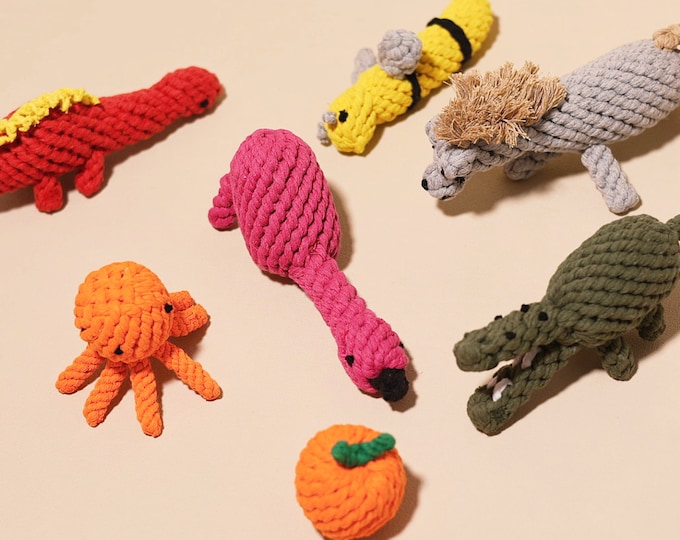 Handmade Recycled Cotton Dog Rope Toy: Animal Chew Toy for Puppies