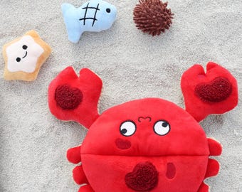 Handmade Crab Dog Puzzle Toy: Hide & Seek Slow Feeder