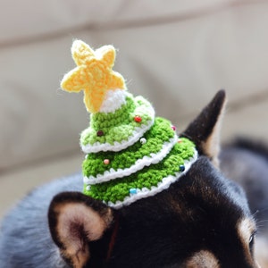 Christmas Dog Cat Hat, Handmade Crochet Pet Hat, Christmas Dog Cat Accessories, Christmas Tree Hat, Dog Holiday Gift, Christmas Pet Costumes