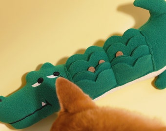 Crocodile Dog Snuffle Mat, Green Dog Enrichment Toy, Cute Hide and Seek Toy,  Durable Puppy Slow Feeder, Handmade Pet Gift