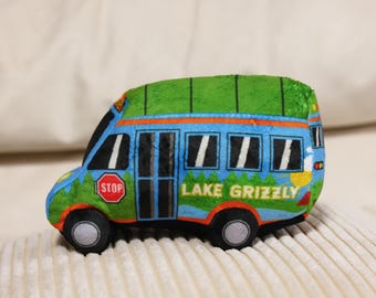 Handmade Car Plush Squeaky Dog Toy: Lake Grizzly Bus