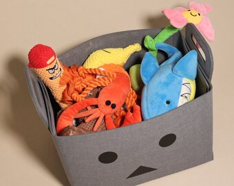 Dog Toy Storage Basket, Durable Felt Cloth Basket, Handmade Toy Organizer, Dog Gift, New Pet Gift