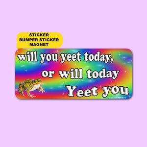 Will You Yeet Today, Or Will Today Yeet You? | Funny Meme Gen Z Sticker, Bumper Sticker And Magnet!