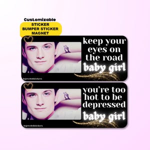 Dziewczynka Josh Hutcherson | Zabawny dostosowywalny mem Gen Z Igrzyska śmierci naklejka, naklejka na zderzak lub magnes