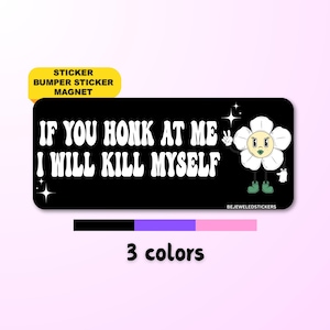 If You Honk At Me I Will Kill Myself | Funny Unhinged Gen Z Sticker, Waterproof Vinyl Bumper Sticker, Car & Bumper Magnet | Dark Humor Gift