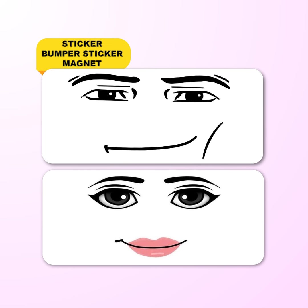 Roblox Man & Woman Face | Funny Roblox Faces Meme Gen Z Sticker, Bumper ...