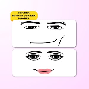 rosto de homem e mulher roblox | meme de rostos engraçados do roblox gen z adesivo, adesivo de para-choque, ímã e ímã de para-choque