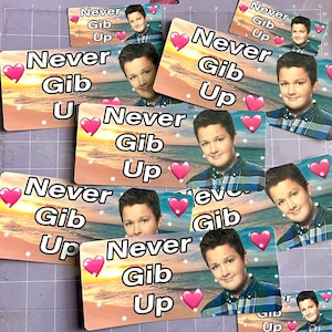 Never Gib Up | Funny Meme Gen Z Sticker, Bumper Sticker And Magnet