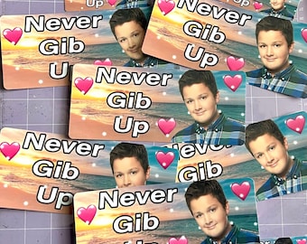 Never Gib Up | Funny Nostalgic Motivational Meme Gen Z Sticker, Bumper Sticker, Magnet | Waterproof Premium Vinyl | Cute Gibby Humor Satire