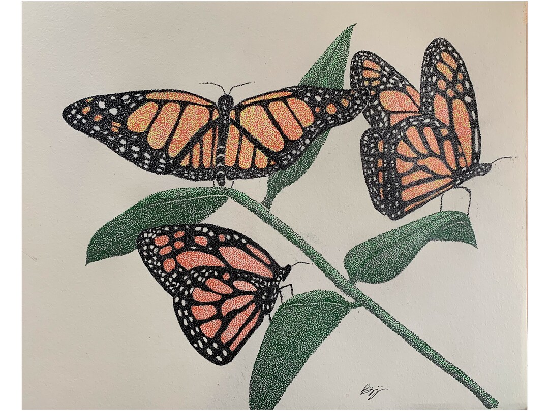 Pointillism Butterfly - Etsy