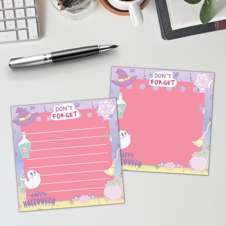 Halloween Memo Pad Printable, Digital Sticky Notes, Small Lined Paper ...