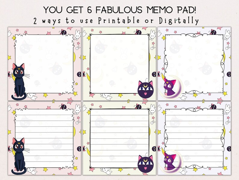 Cute Cat Memo Pad Printable Kawaii Memo Printable Memo Pad Etsy