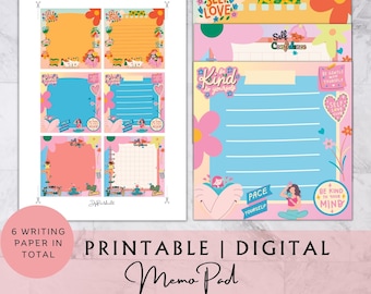 Self Love Memo Pad Printable, Kawaii Memo Sheet, Pastel Cute
