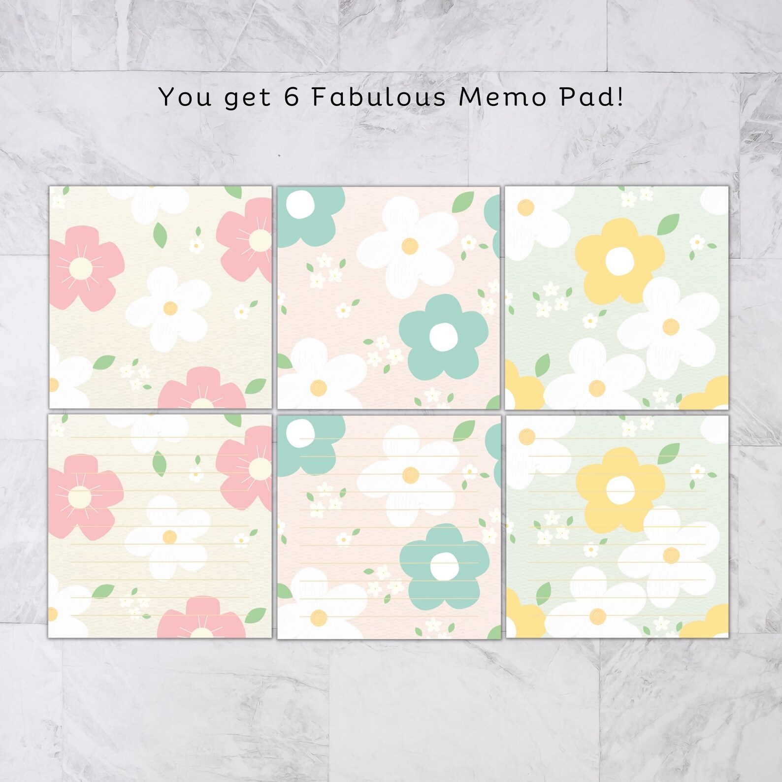 Pastel Cream Flower Printable Note Pad, Cute Digital Notepad, Floral ...