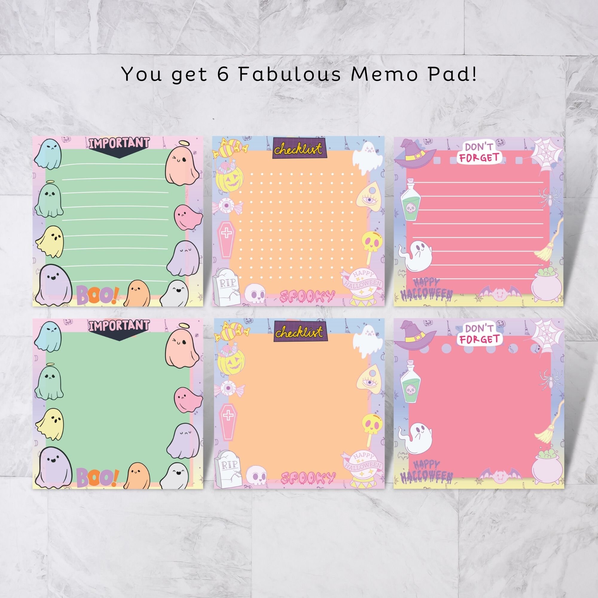 Halloween Memo Pad Printable, Digital Sticky Notes, Small