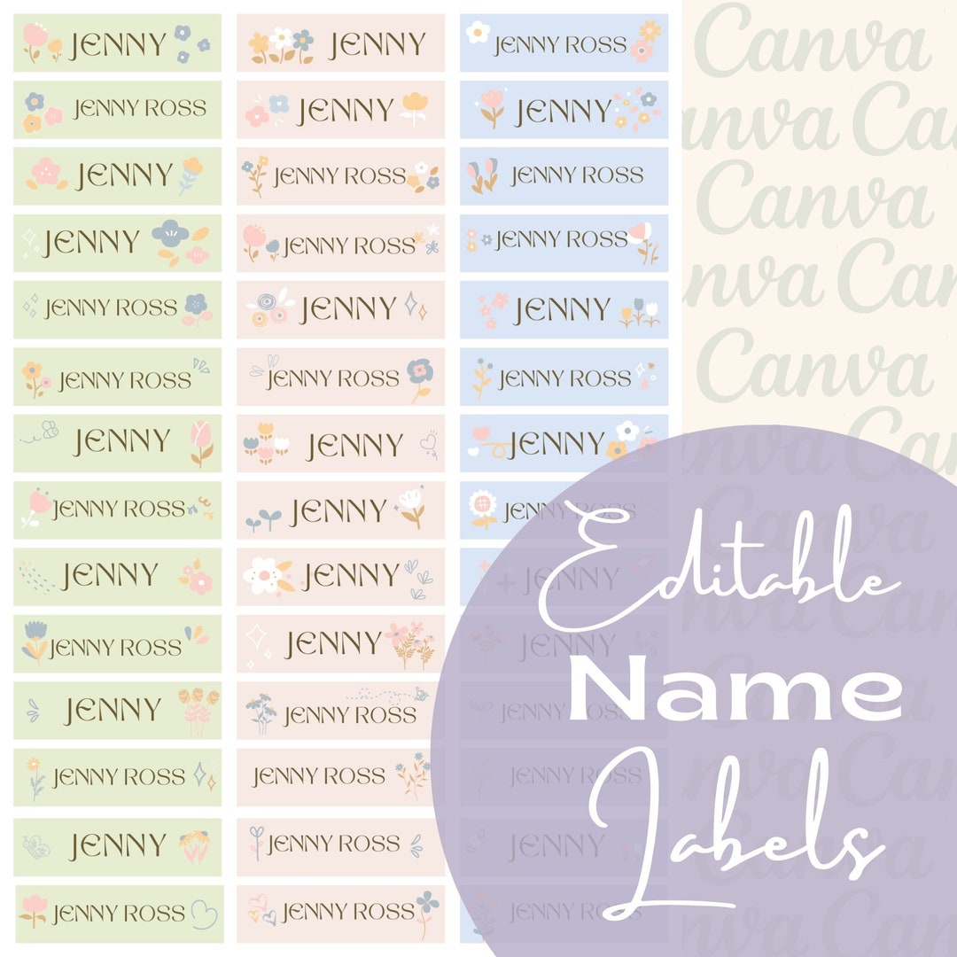 Name Labels, Kids School Supply Labels, Name Stickers Template, Custom ...