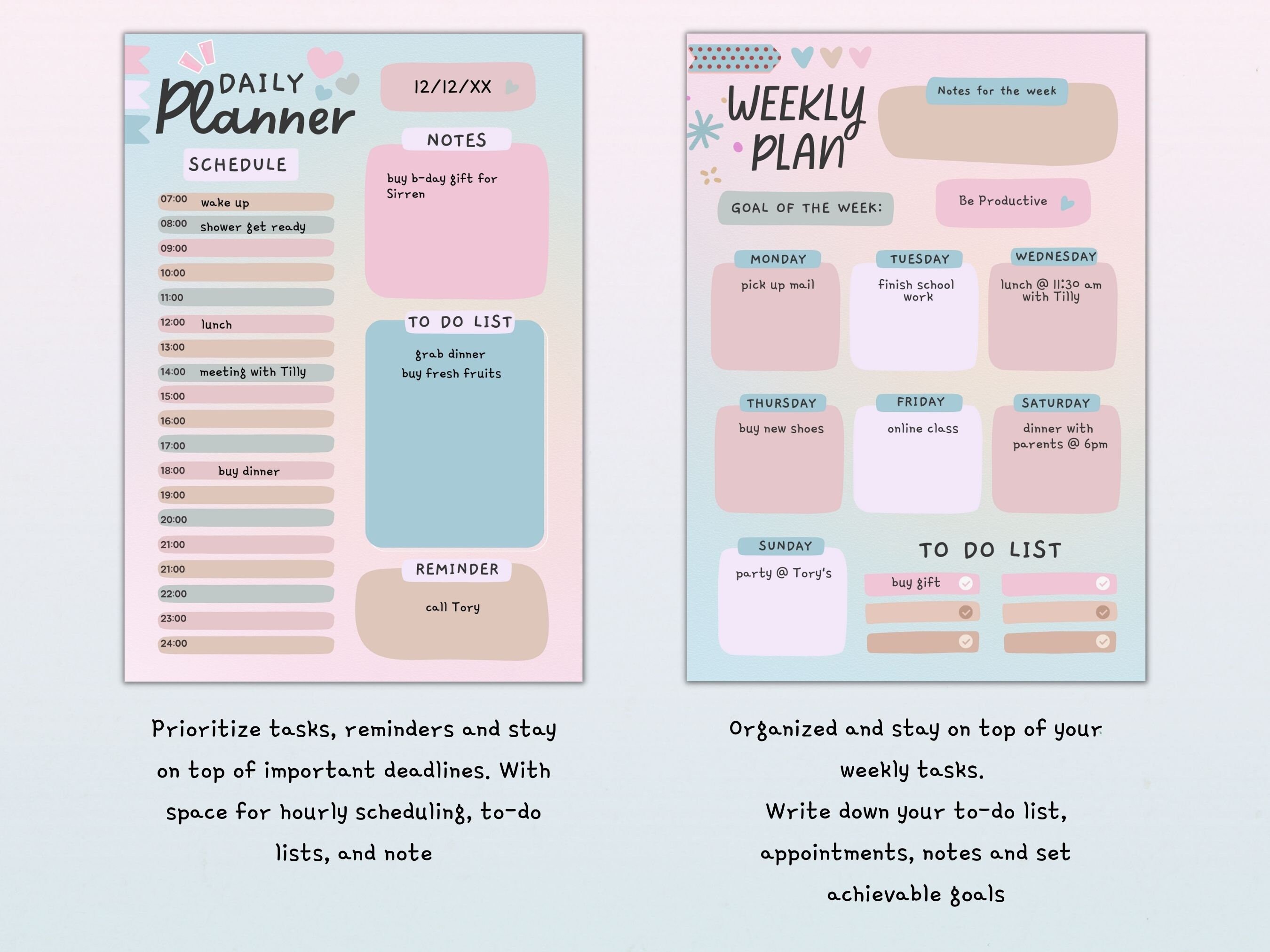 Daily Weekly Monthly Printable Planner, Habit Tracker, Morning Routine ...