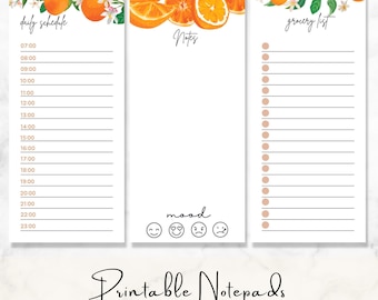 Citrus Printable Notepad Bundle Daily Schedule, Notes, and Grocery List Weekly Daily Planner, Routine Checklist, Writing Paper, To do List