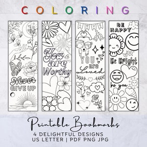 Printable Coloring Bookmarks, Motivational Quotes Bookmarks, Adult Coloring Pages, Bookmarks to Color, Cute Bookmarks, Kids Fun Activity