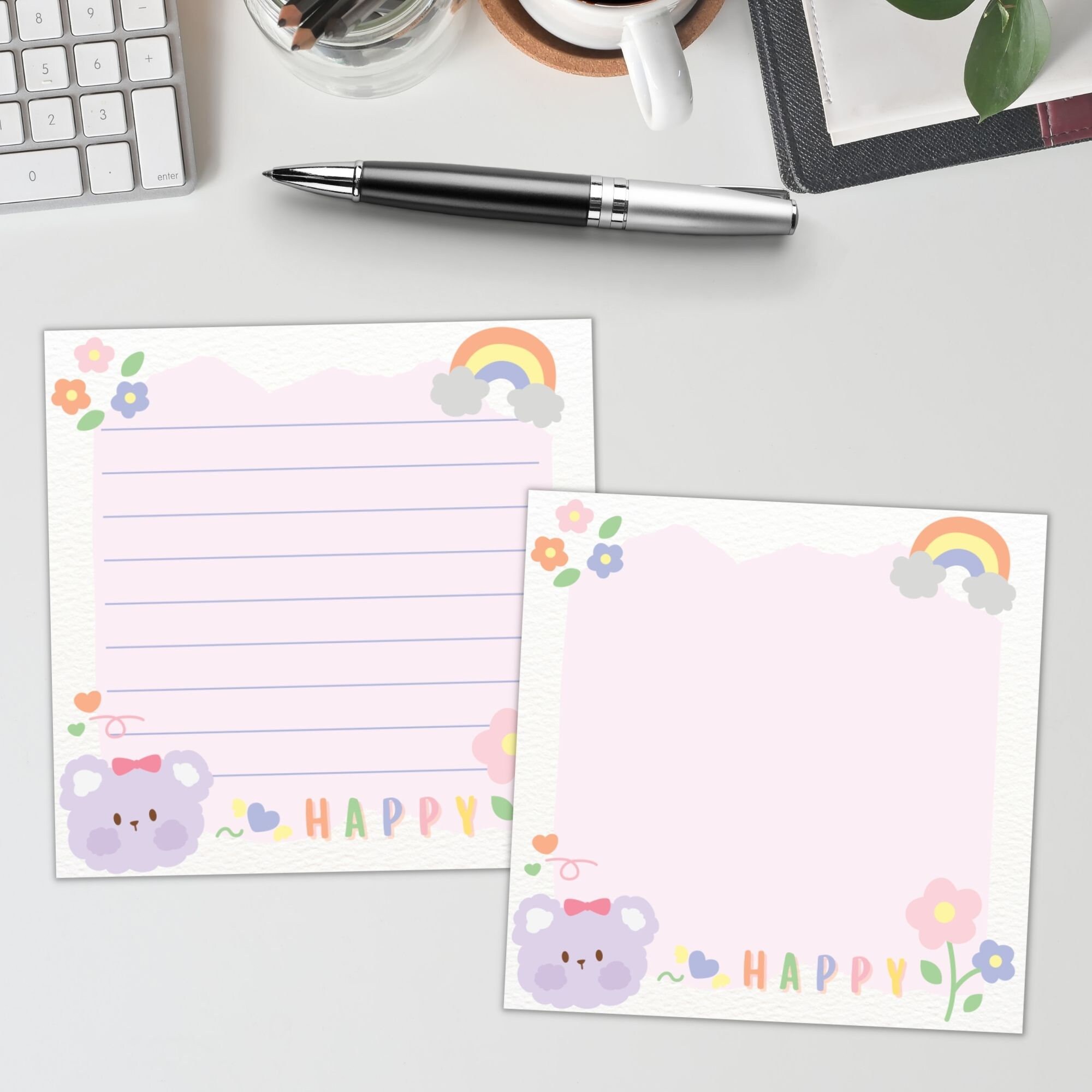 Cute Bear Printable Memo Pad, Digital Notepad, Pretty Sticky Notes ...