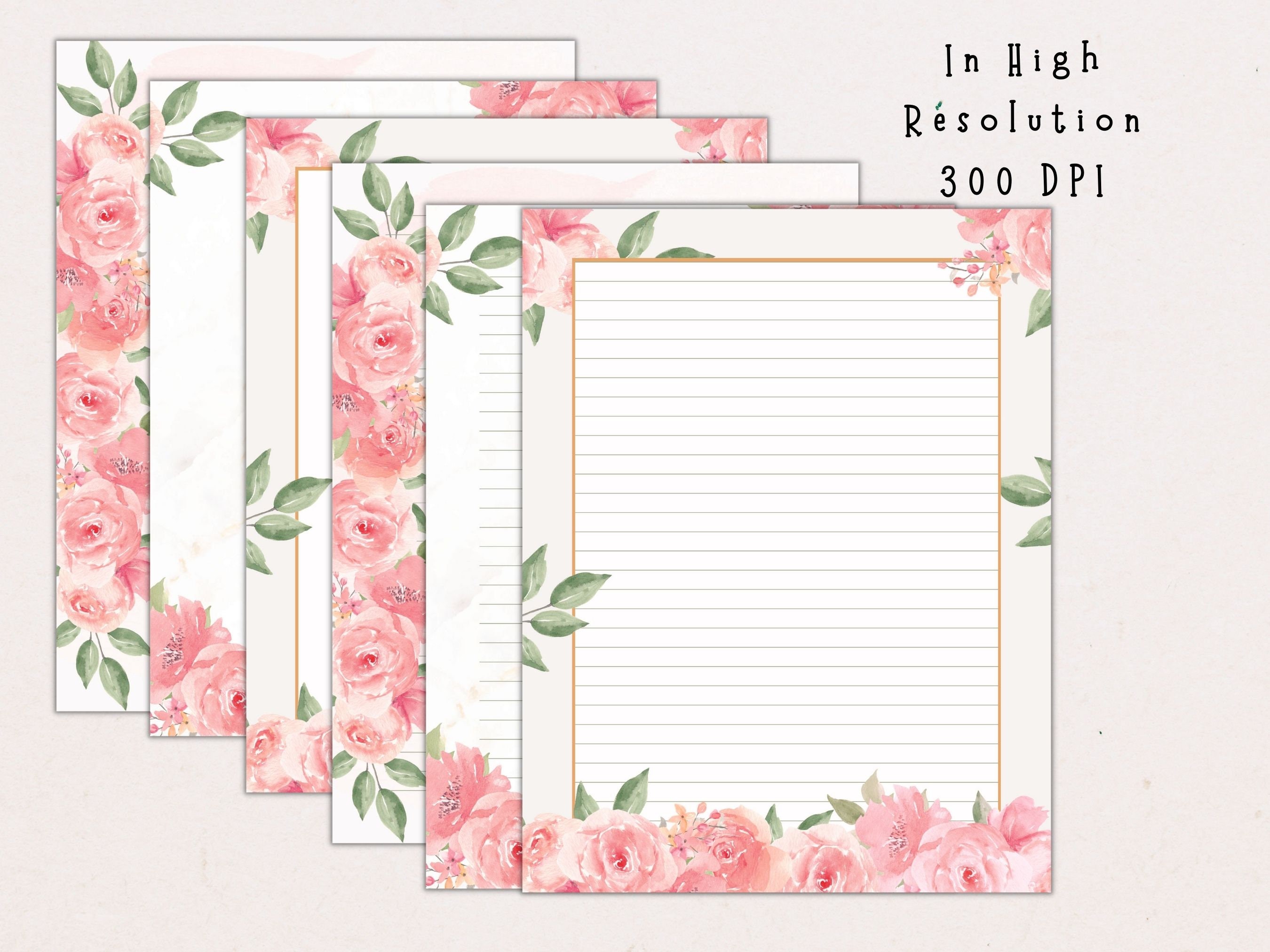 Printable Stationery Flowers Printable Writing Paper Etsy